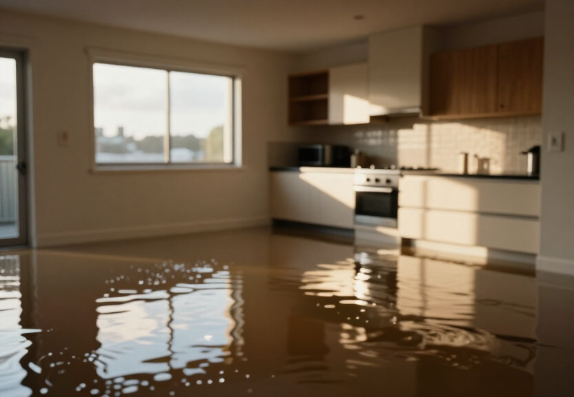 Flooded basement in a Narwee property before restoration